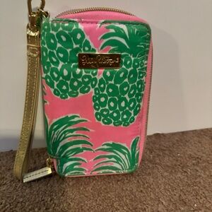 2/$30 Lily Pulitzer Pink Pout Flamenco Pineapple Zip Around Credit Card Wristlet